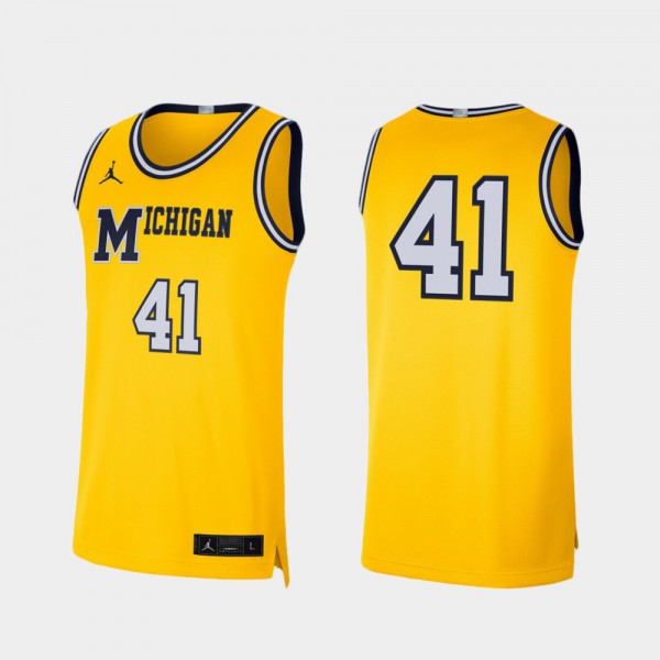 University of Michigan #41 For Men Jersey Maize College Basketball Retro Limited NCAA